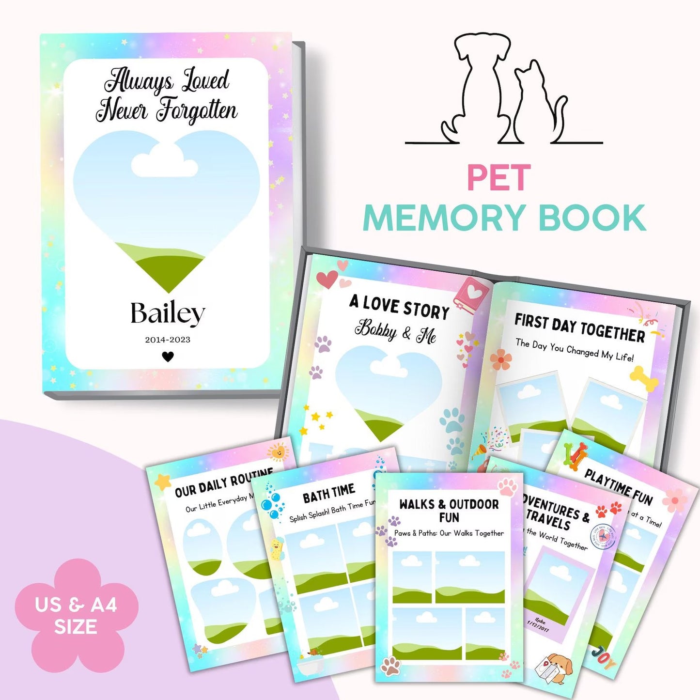 Pet Memory Album – Printable & Editable Guide Rack
