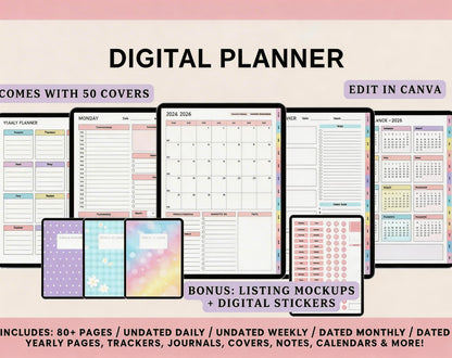 2026 Digital Planner – Fully Editable in Canva