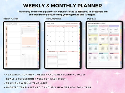 2026 Digital Planner – Fully Editable in Canva