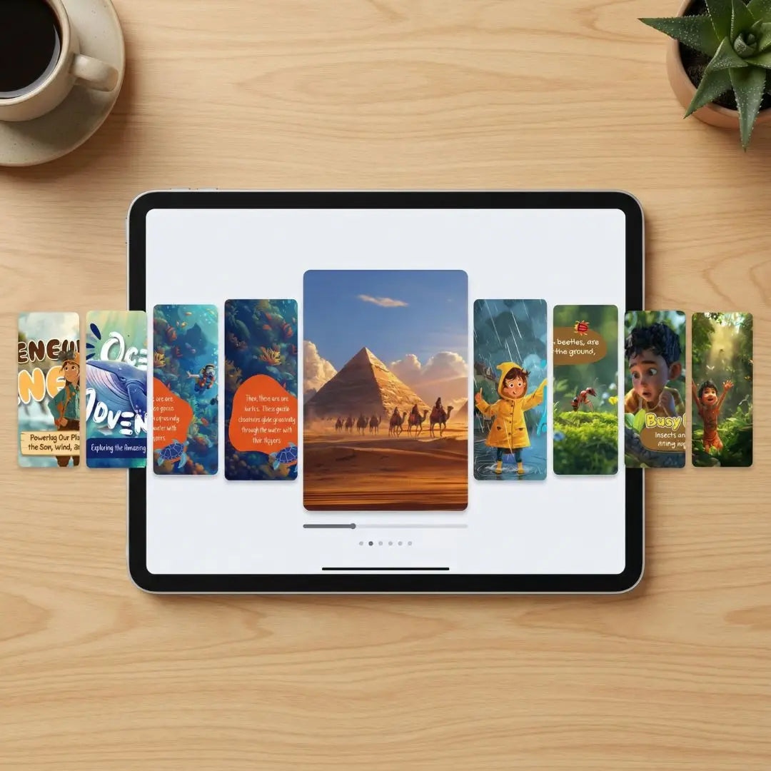 48 Interactive Kids Storybooks - Canva Stories With Audio Guide Rack