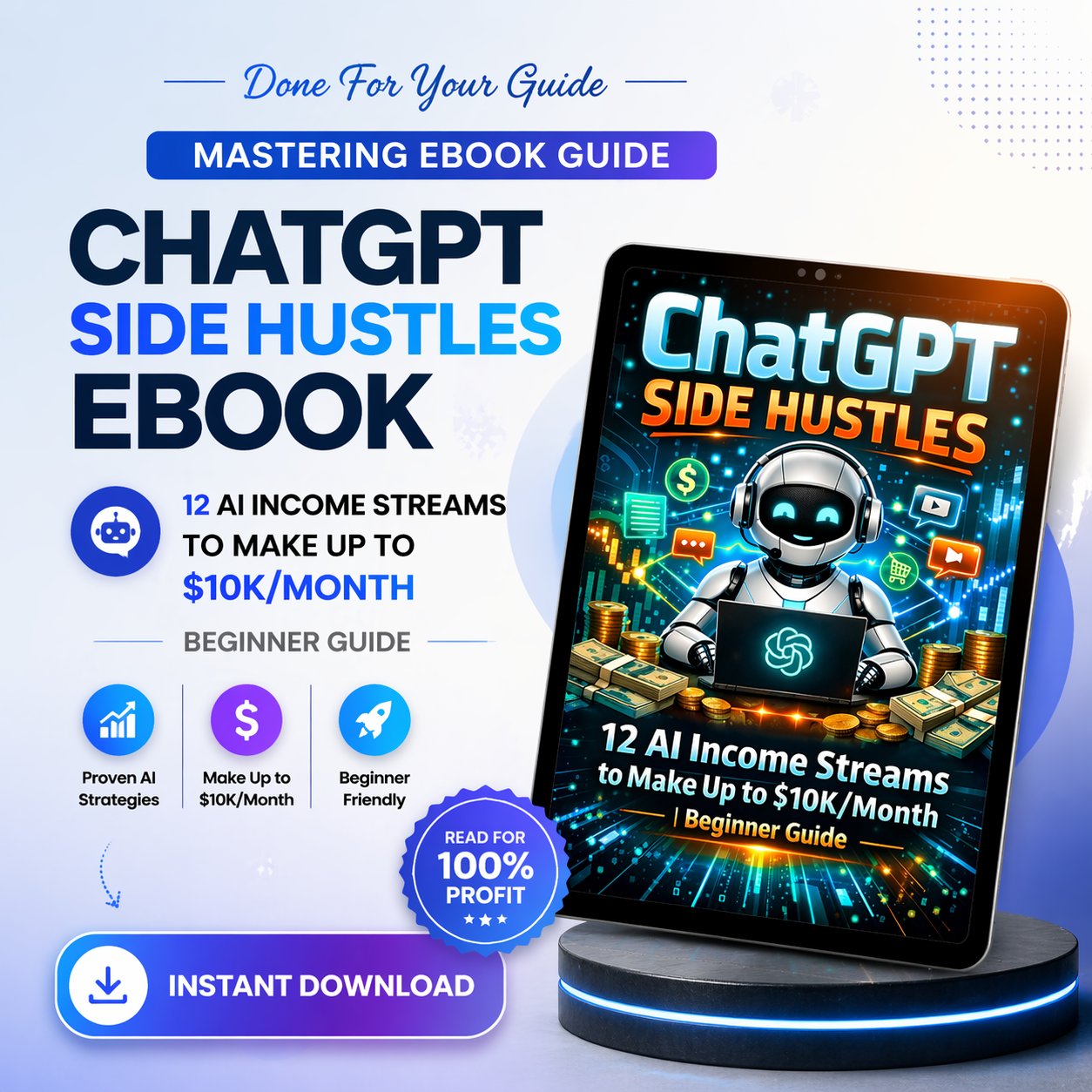ChatGPT Side Hustles eBook: 12 AI Income Streams - Beginner Guide Guide Rack