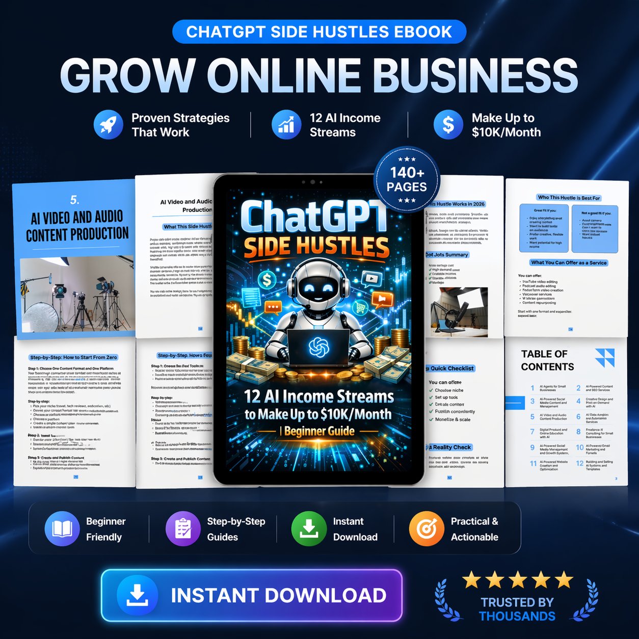 ChatGPT Side Hustles eBook: 12 AI Income Streams - Beginner Guide Guide Rack