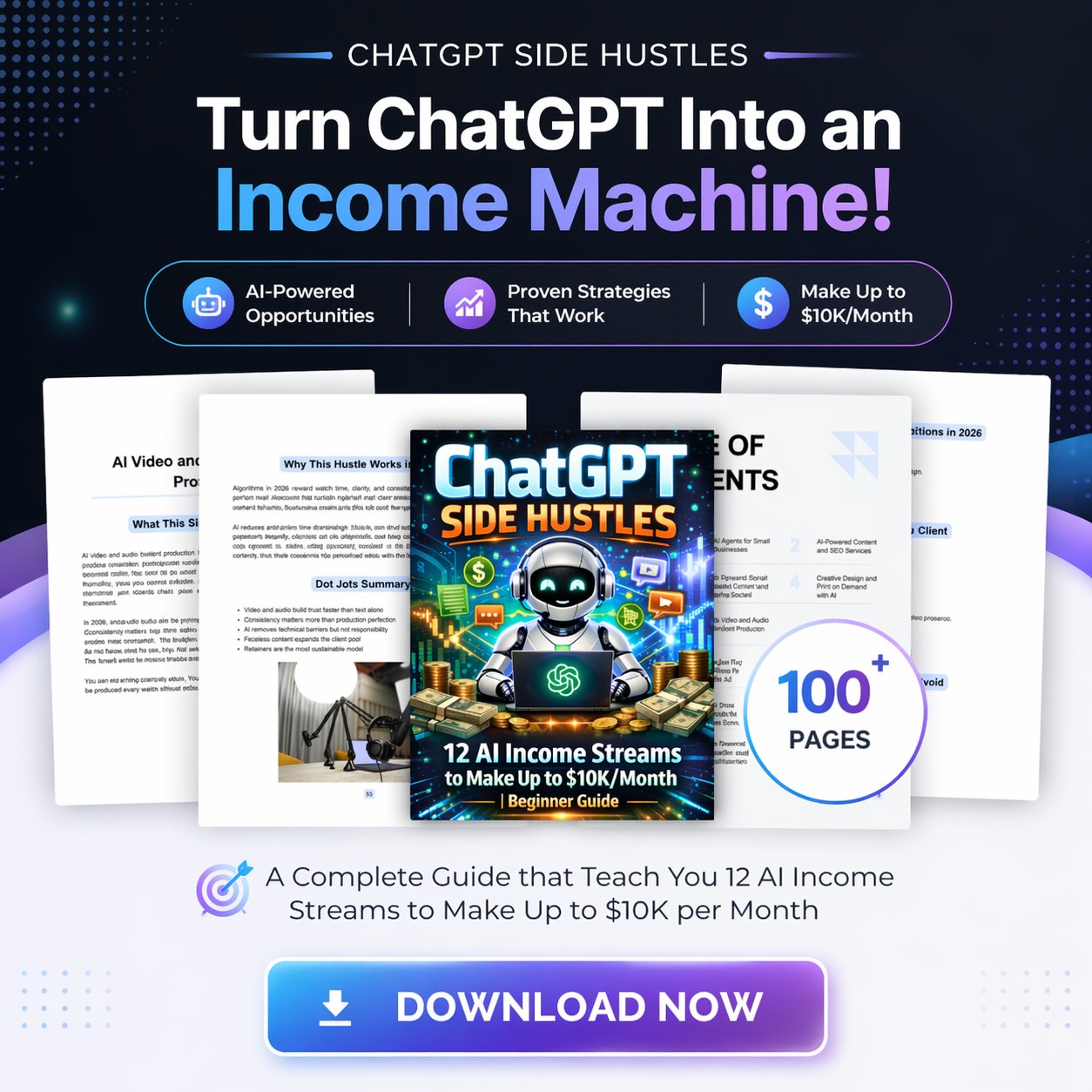 ChatGPT Side Hustles eBook: 12 AI Income Streams - Beginner Guide Guide Rack