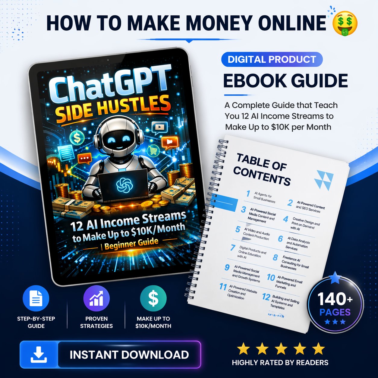 ChatGPT Side Hustles eBook: 12 AI Income Streams - Beginner Guide Guide Rack