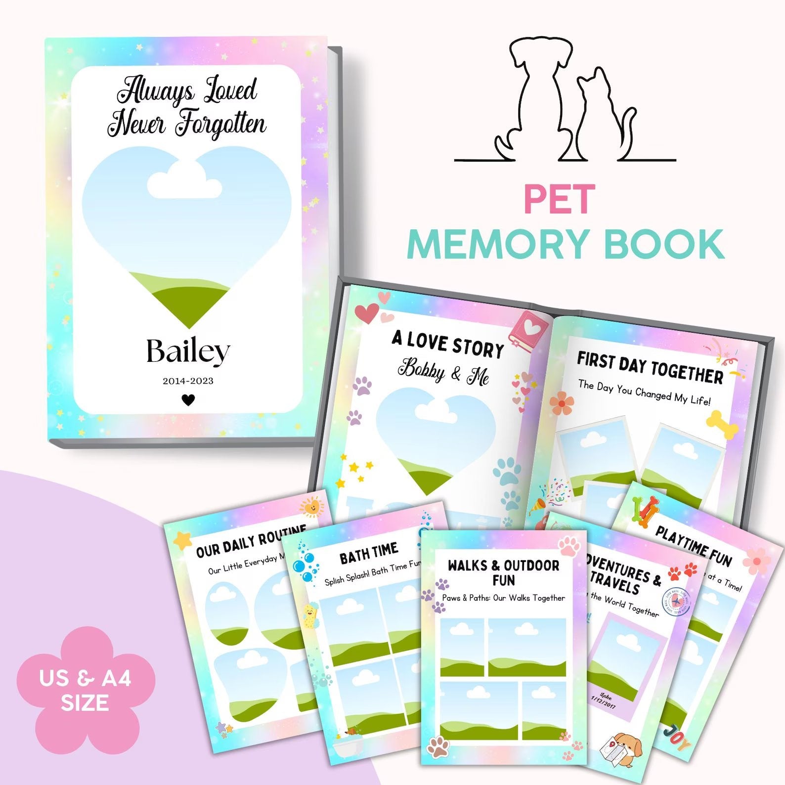 Pet Memory Album – Printable & Editable Guide Rack