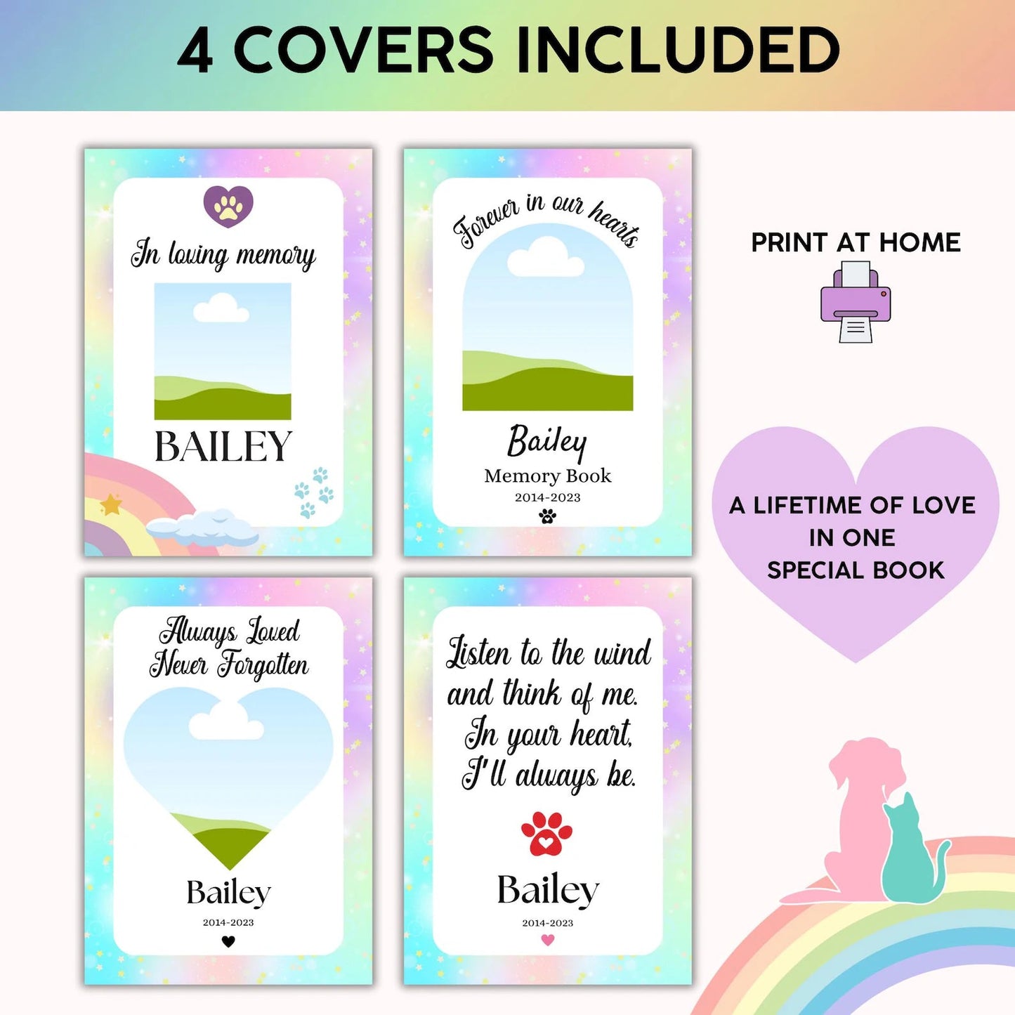 Pet Memory Album – Printable & Editable Guide Rack