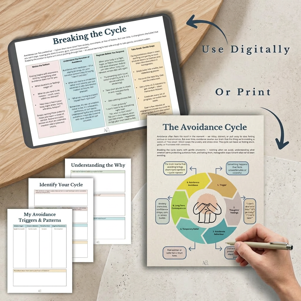 The Avoidance Cycle Worksheet: Procrastination & Emotional Regulation - Therapy Tool Guide Rack