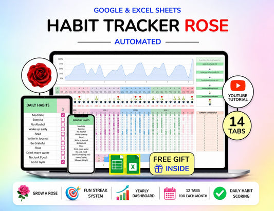 Your Habit Tracker: Daily, Weekly & Monthly Planner (Google Sheets + Excel)
