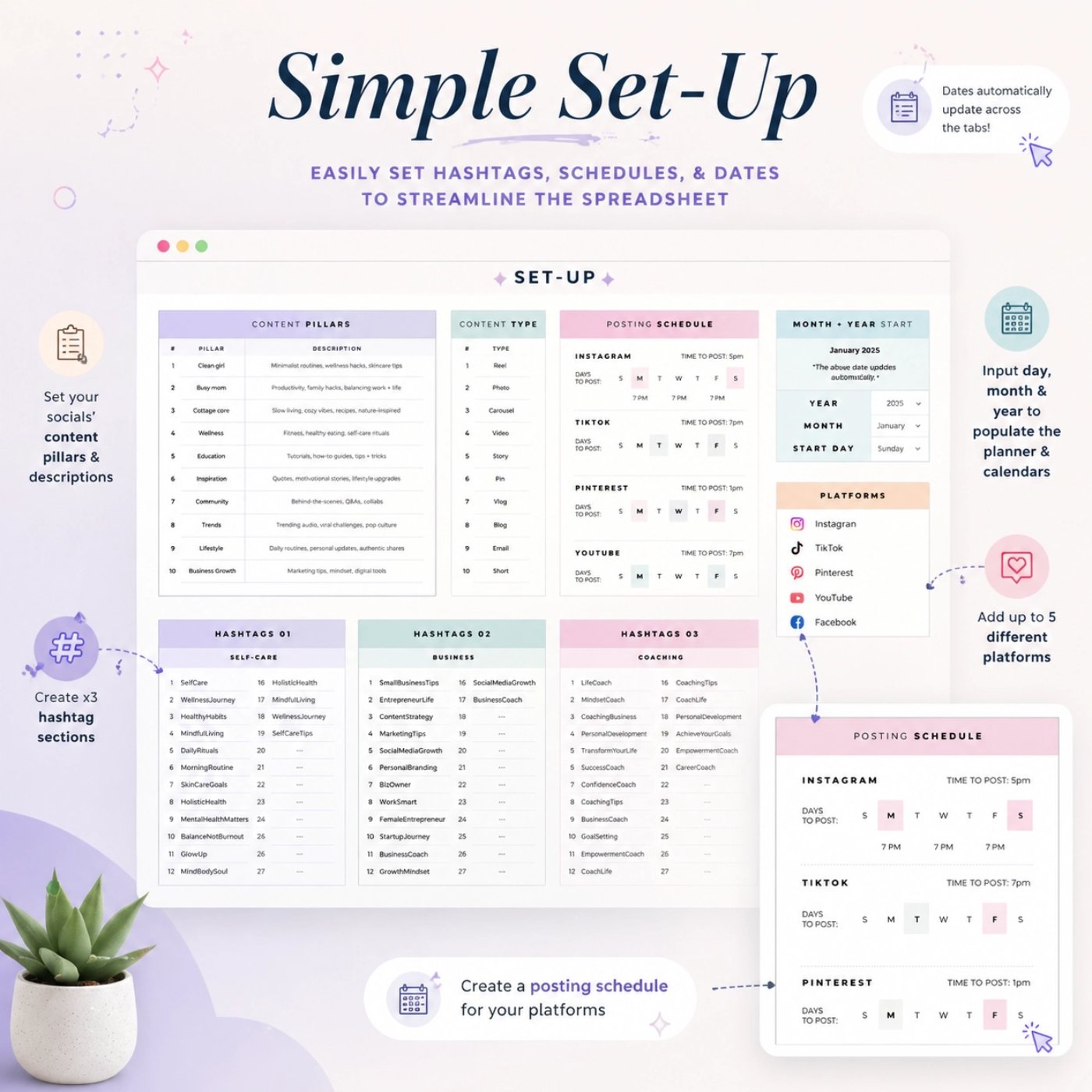 Ultimate Social Media Content Calendar Planner - 365 Day Content Plan Guide Rack