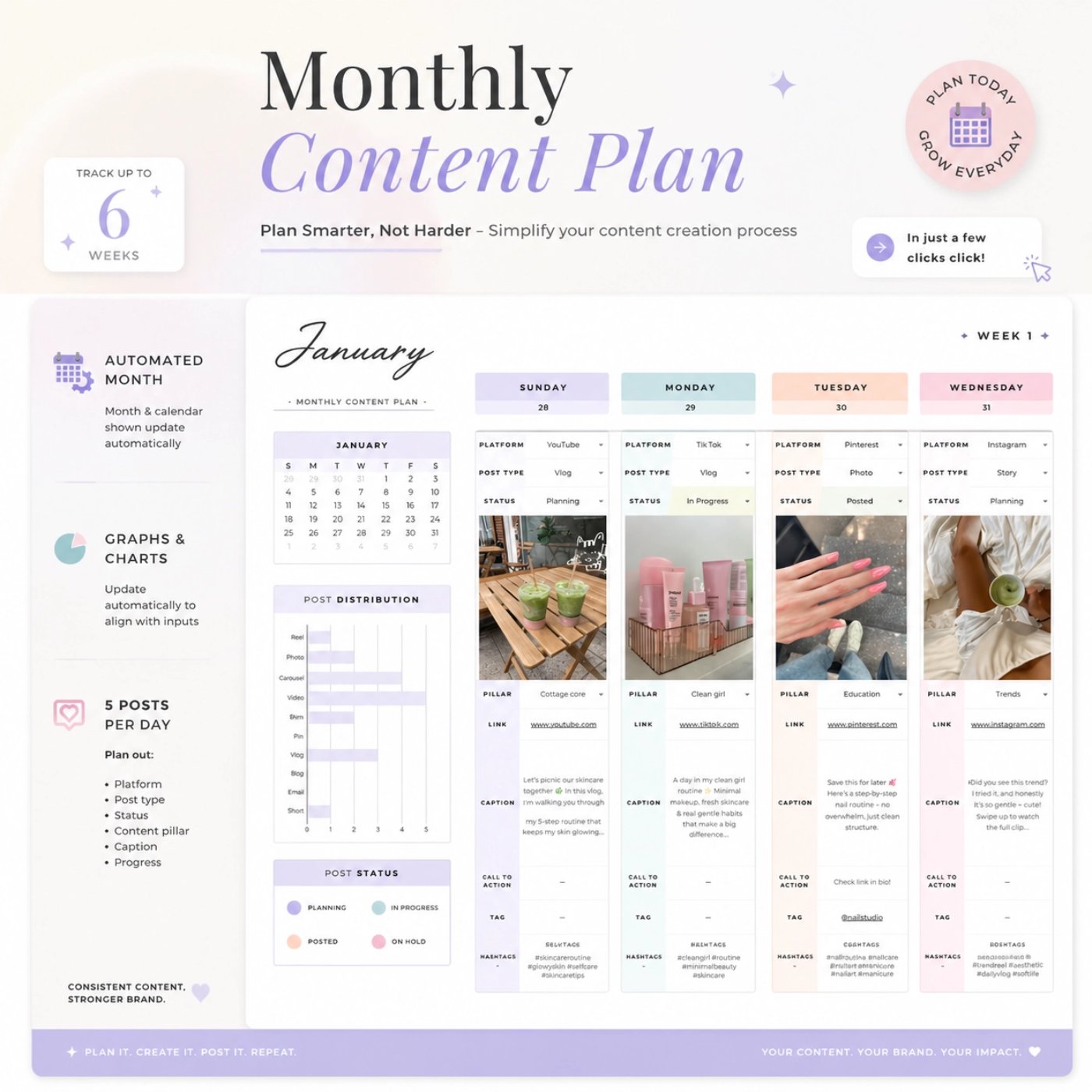 Ultimate Social Media Content Calendar Planner - 365 Day Content Plan Guide Rack