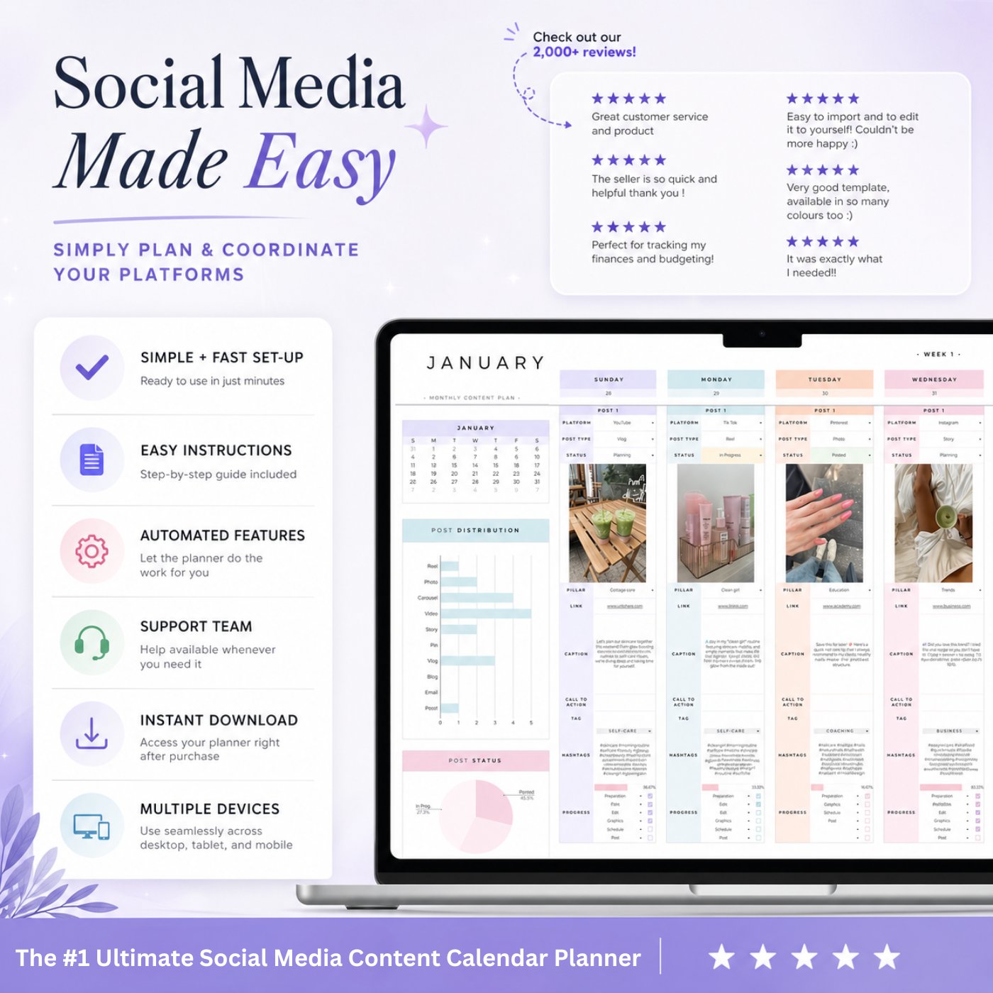 Ultimate Social Media Content Calendar Planner - 365 Day Content Plan Guide Rack