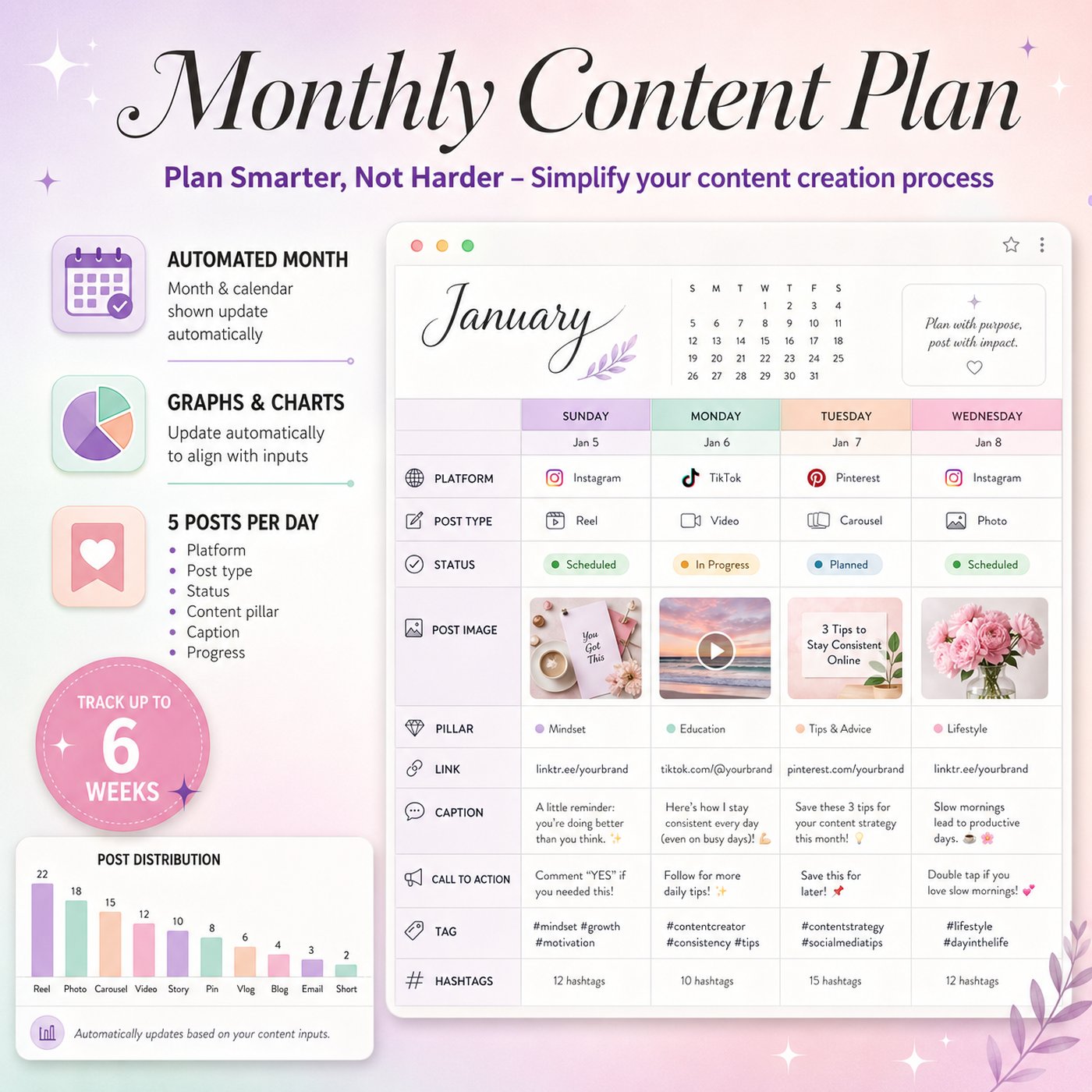 Ultimate Social Media Content Calendar Planner - 365 Day Content Plan Guide Rack