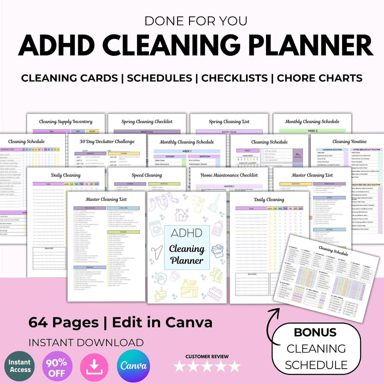 The ADHD Cleaning Planner (Editable & Printable) Guide Rack