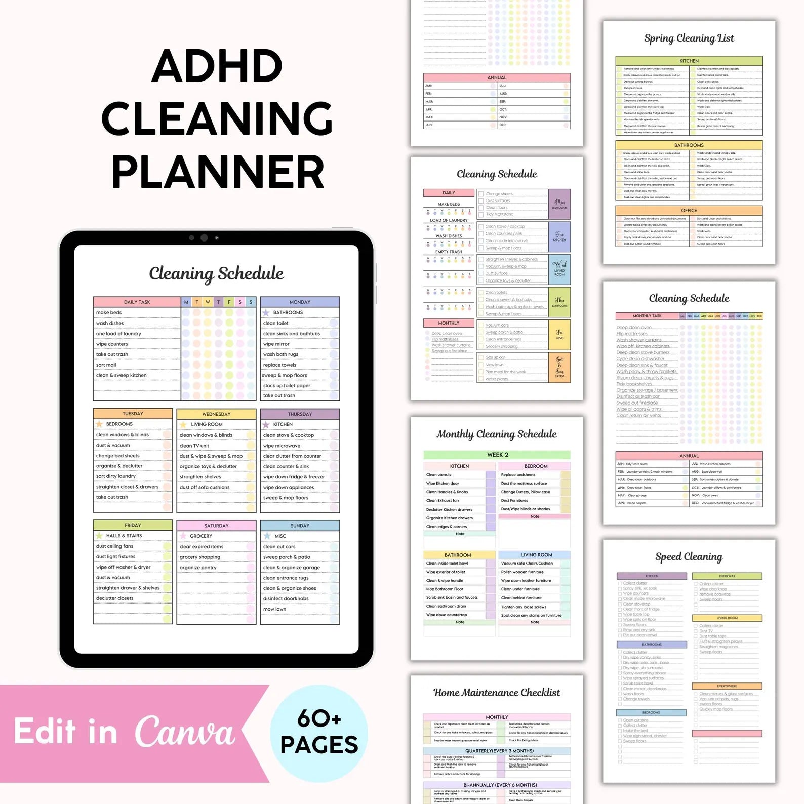 The ADHD Cleaning Planner (Editable & Printable) Guide Rack