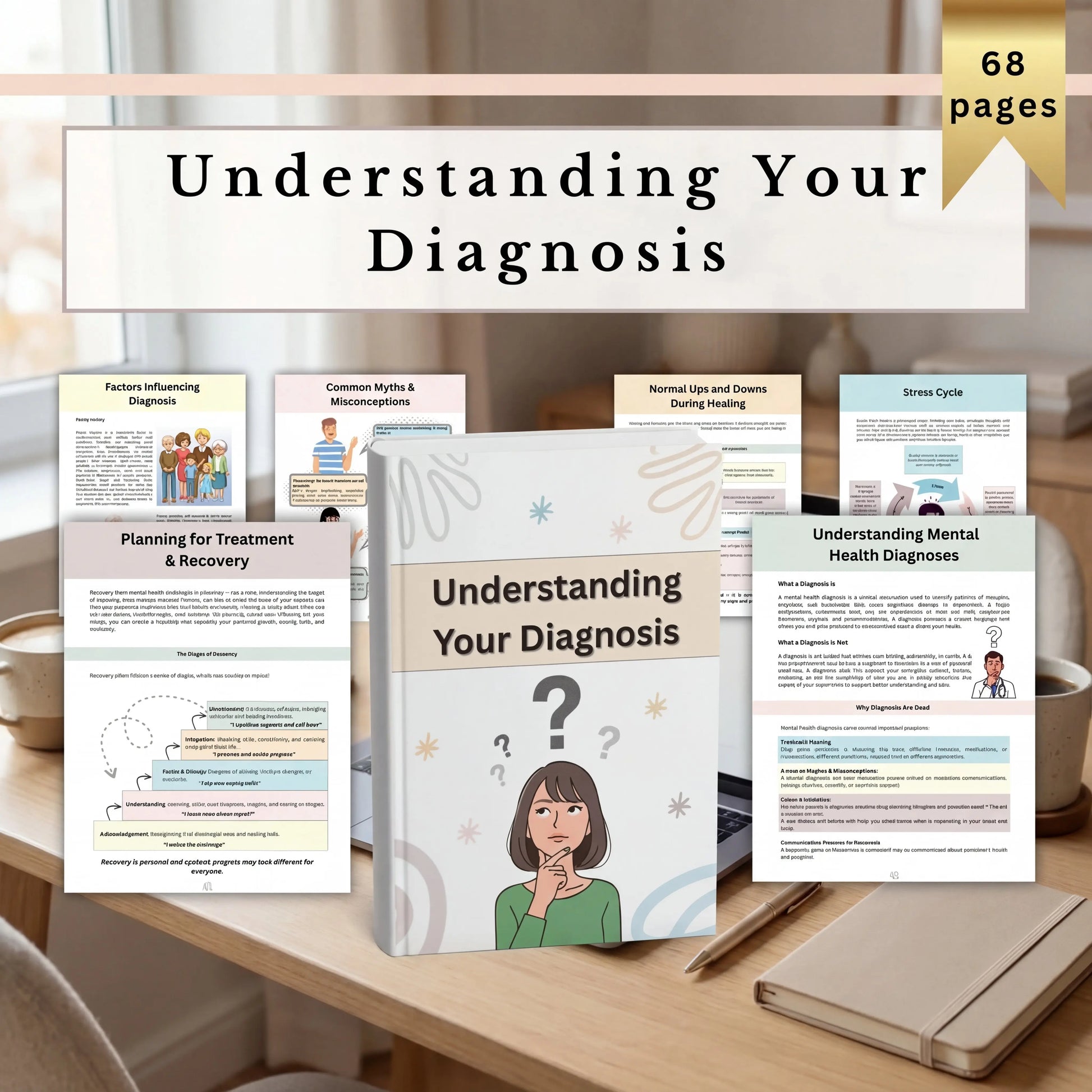 Mental Health Recovery Program Bundle: Calm Anxiety, Depression, Trauma & Clear Your Mind Guide Rack