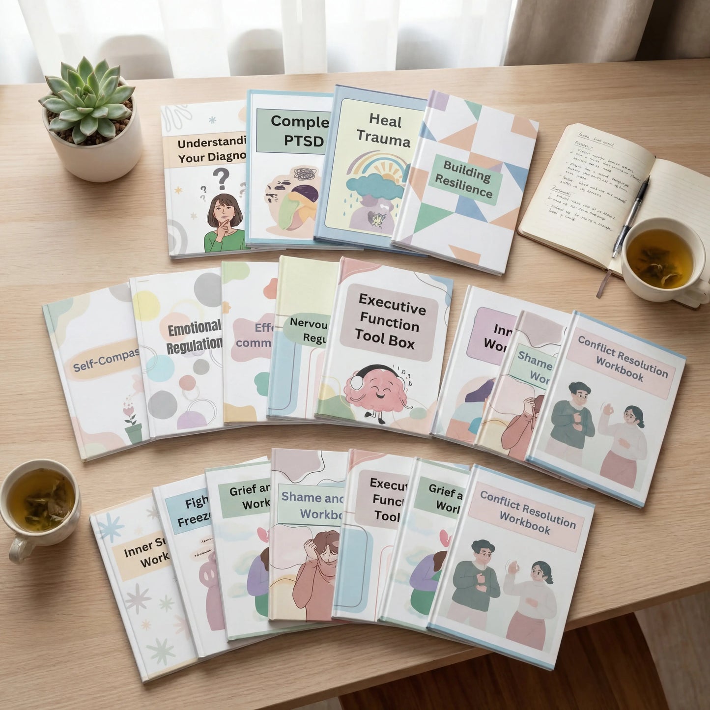 Mental Health Recovery Program Bundle: Calm Anxiety, Depression, Trauma & Clear Your Mind Guide Rack