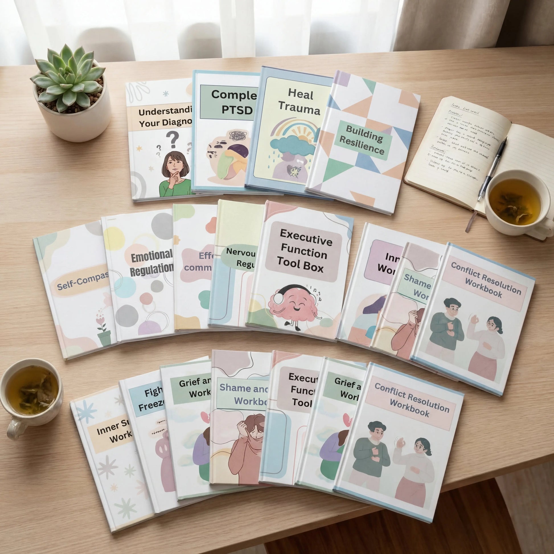 Mental Health Recovery Program Bundle: Calm Anxiety, Depression, Trauma & Clear Your Mind Guide Rack