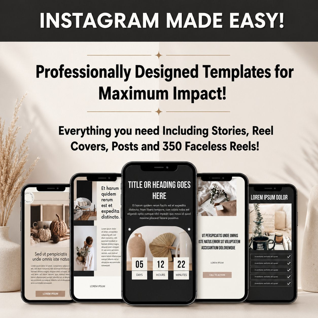 900+ DFY Instagram Templates Bundle: Faceless Reels, Stories & Posts Guide Rack