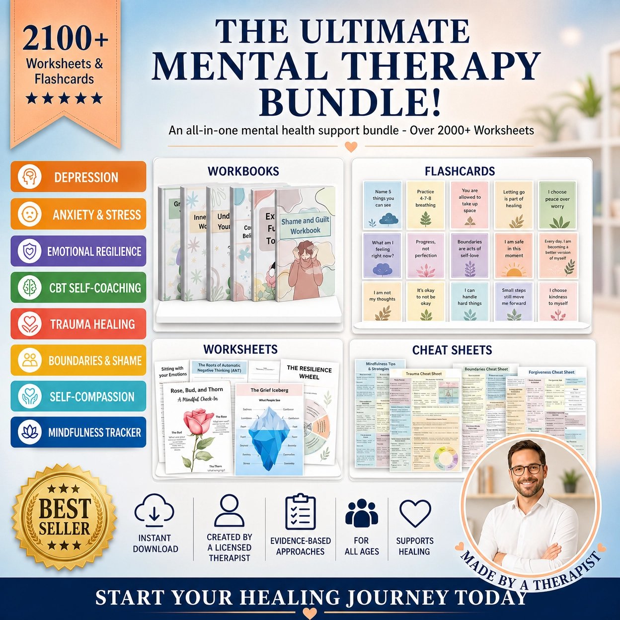 Mental Health Therapy & Emotional Healing System: Guide to Overcoming Anxiety, Depression, Stress, Burnout, and Trauma