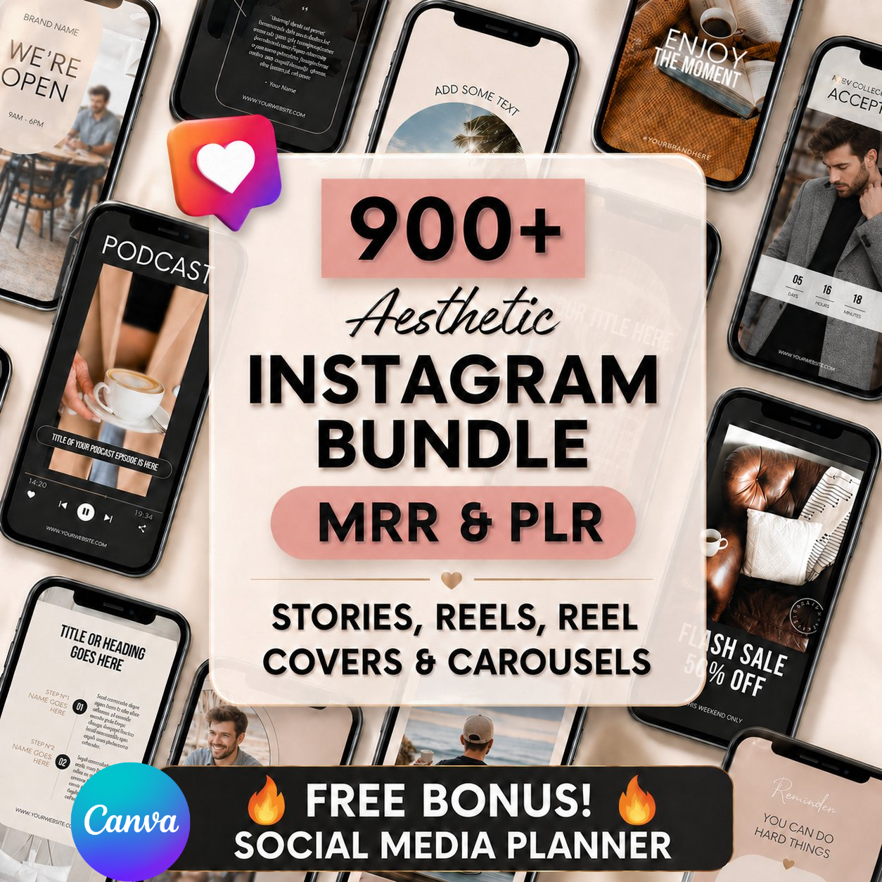 900+ DFY Instagram Templates Bundle: Faceless Reels, Stories & Posts Guide Rack