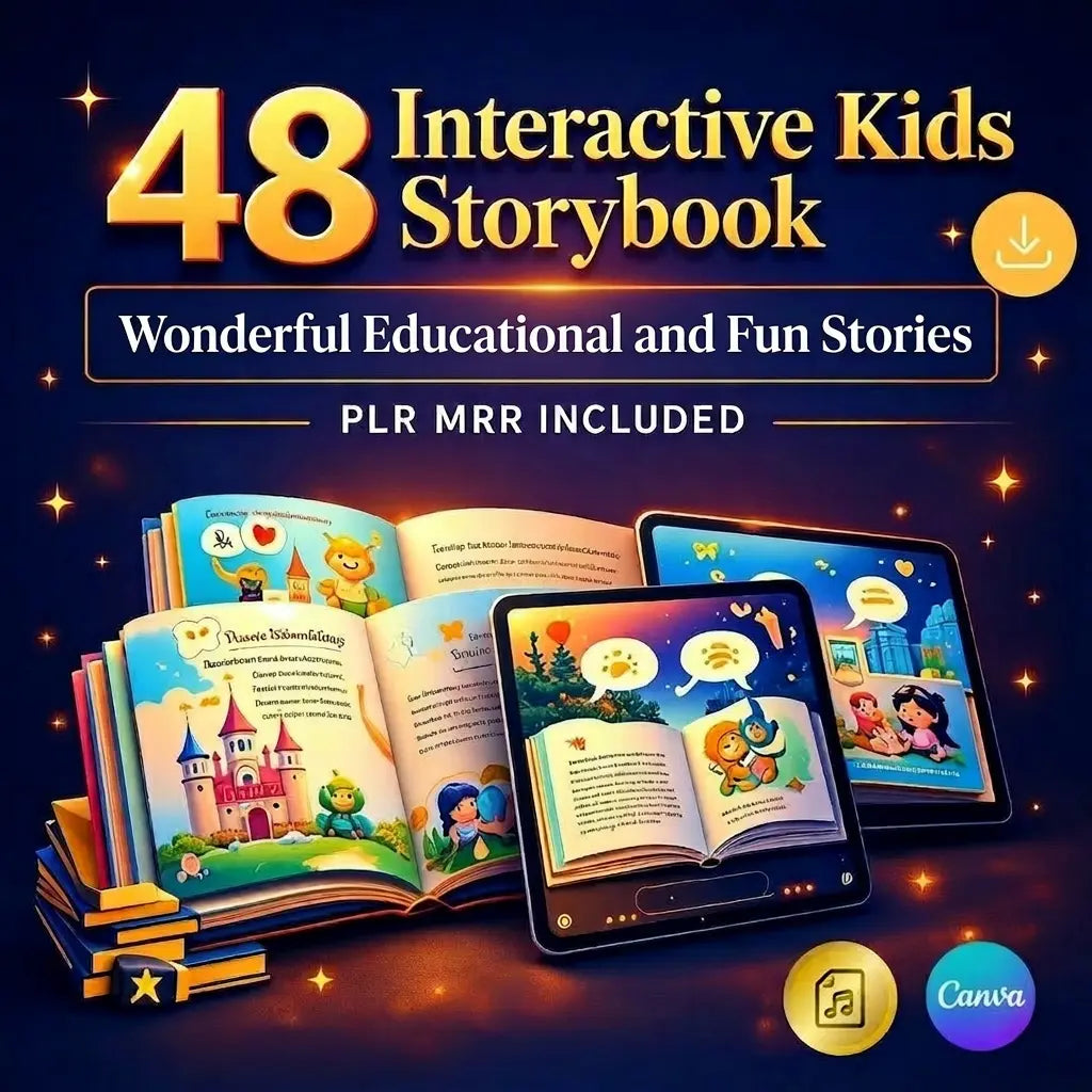 48 Interactive Kids Storybooks - Canva Stories With Audio Guide Rack